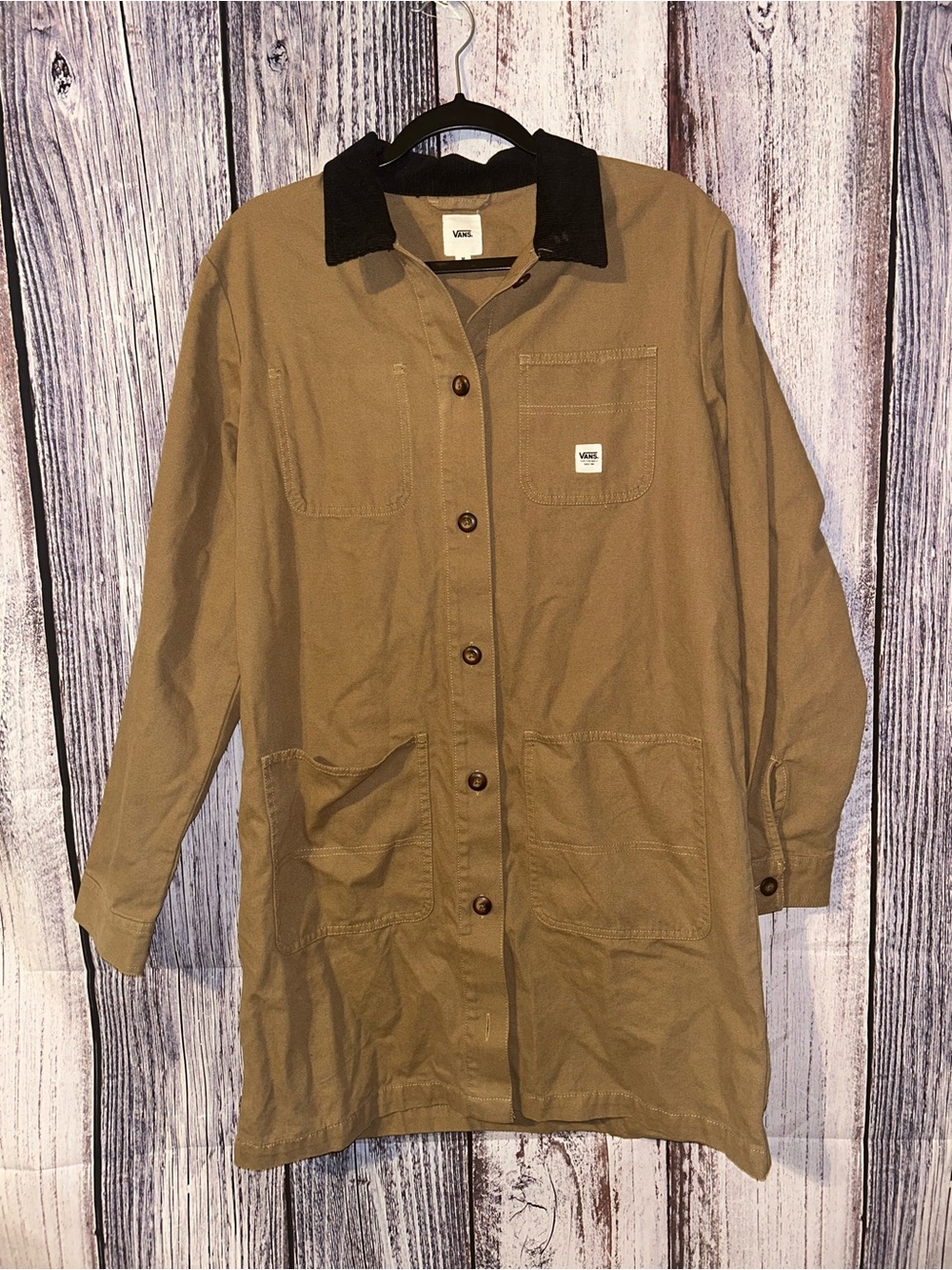 Vans Drill Chore Coat Jacket Brown Button Workwear Womens Size Small New